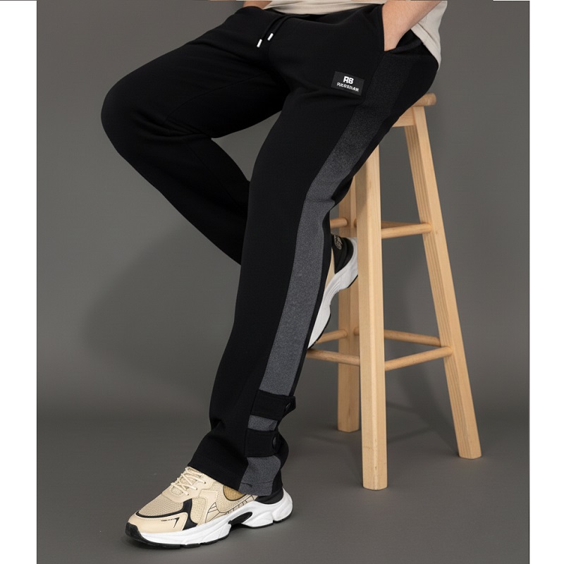 شلوار بنگال مردانه نوار پهن پایین دکمه مدل Mehrad-مشکی